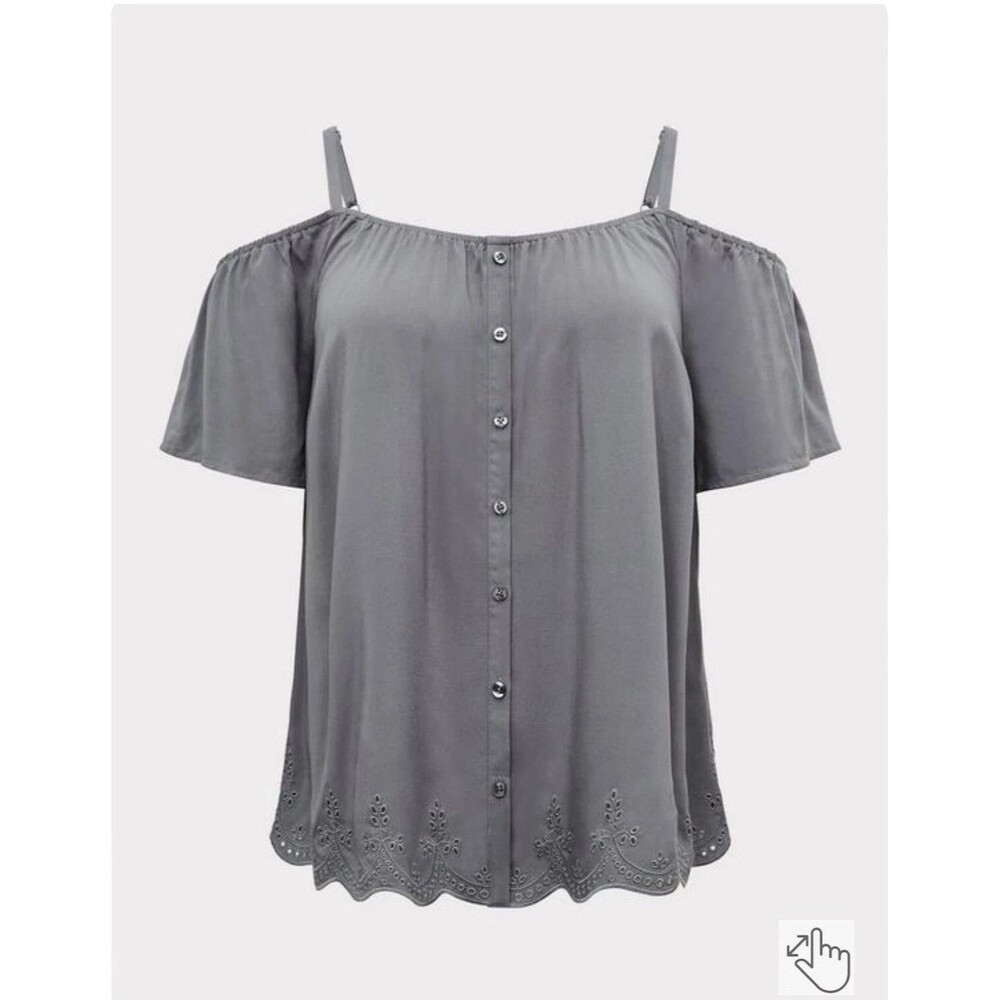 Torrid Plus size Grey Challis Short Sleeve Cold Shoulder Top Size 3x 3 BA